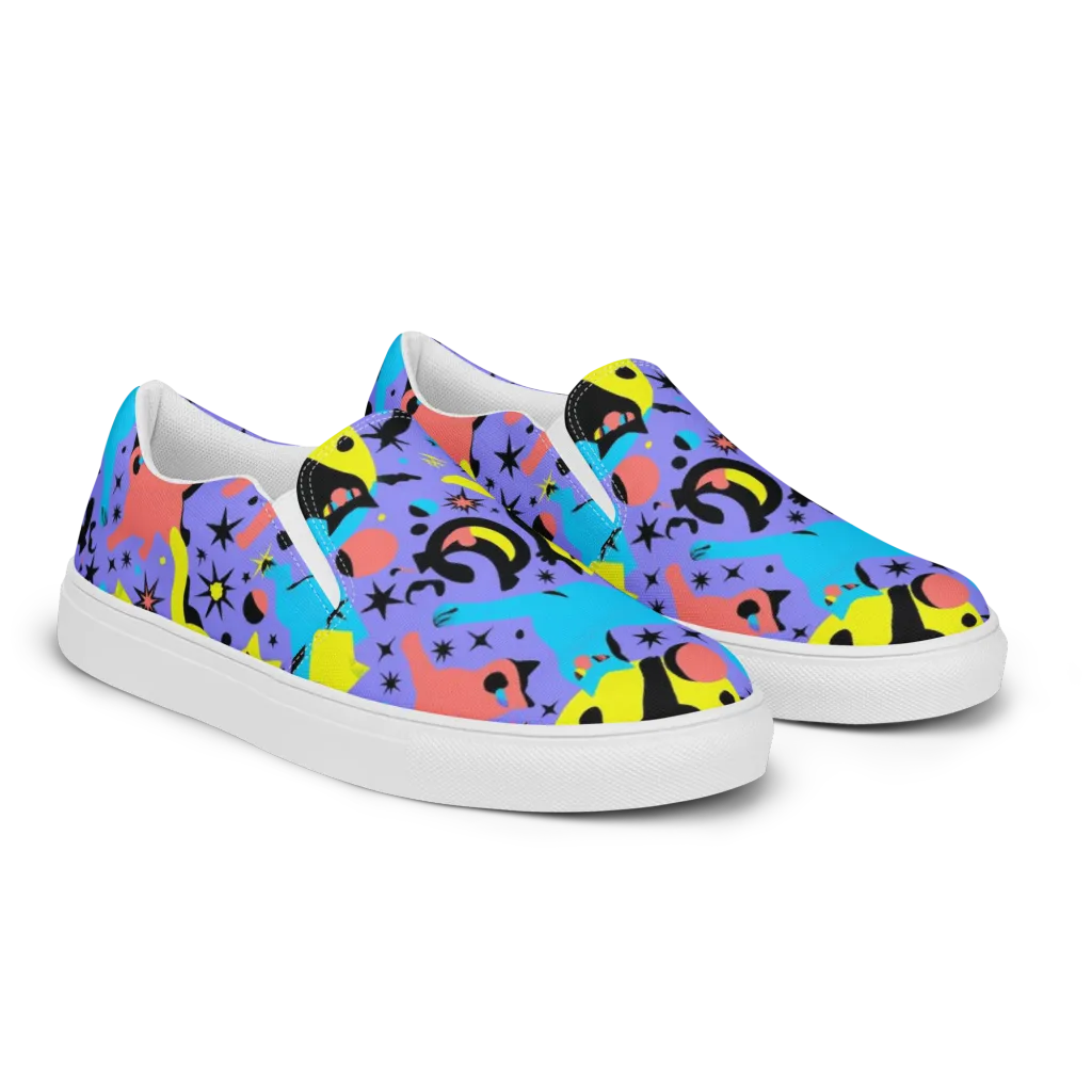Lunar Meowdown on Women's Slip-On Canvas Shoes — Right Front