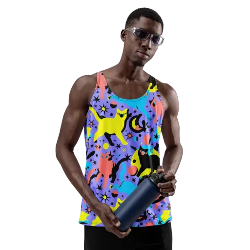 Lunar Meowdown on a Men's Tank Top