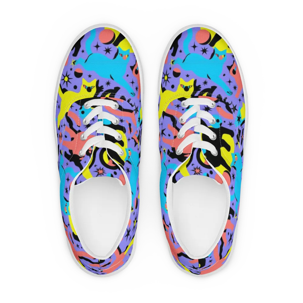 Lunar Meowdown on Men's Lace-Up Canvas Shoes — Front