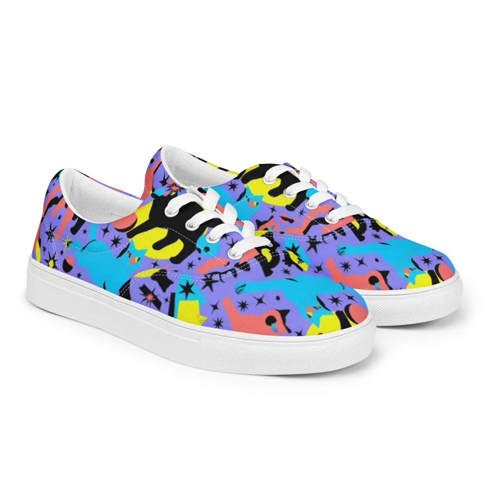 Lunar Meowdown on Men's Lace-Up Canvas Shoes — Right Front