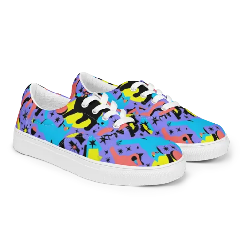 Lunar Meowdown on a Men's Lace-Up Canvas Shoes