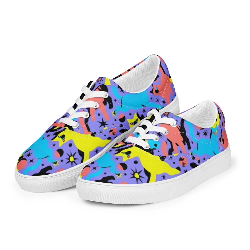 Lunar Meowdown on Men's Lace-Up Canvas Shoes — Left Front