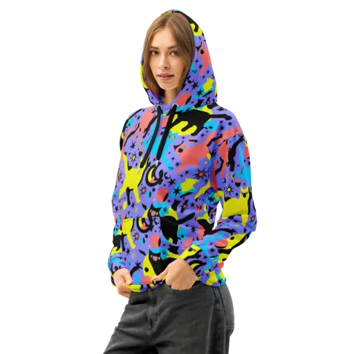 Lunar Meowdown on a Cotton Hoodie