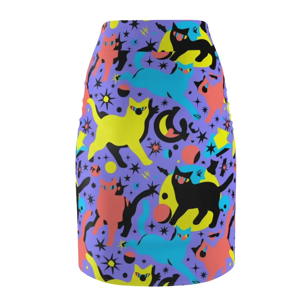 Lunar Meowdown on Pencil Skirt — Back