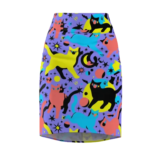 Lunar Meowdown on a Pencil Skirt