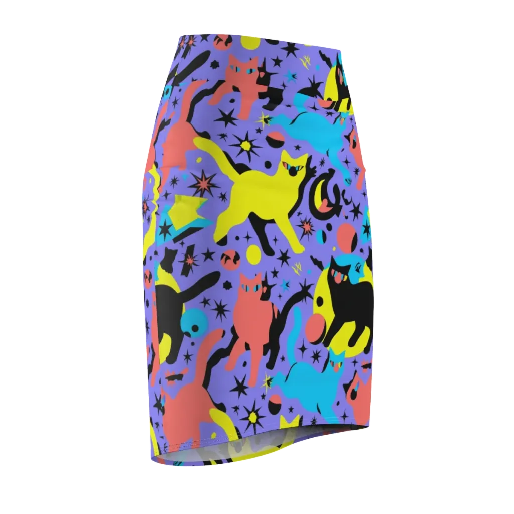 Lunar Meowdown on Pencil Skirt — Front Side
