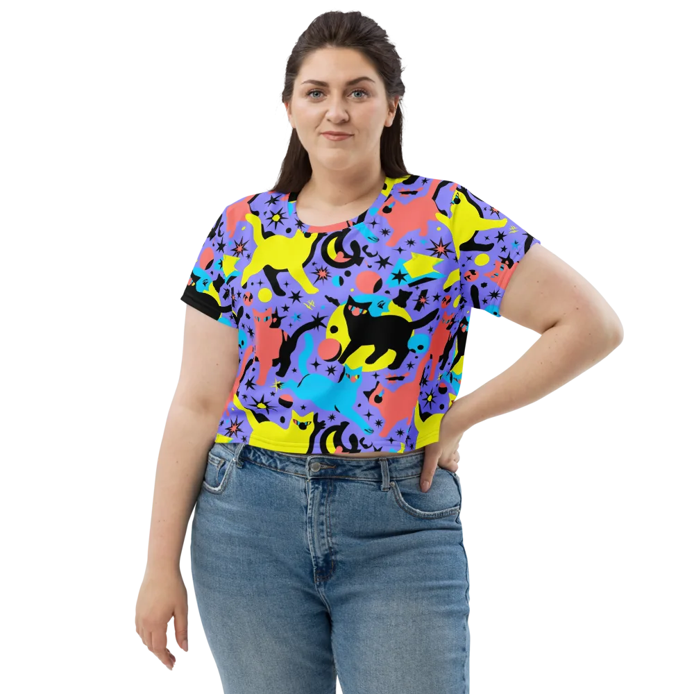 Lunar Meowdown on Crop Tee — Front