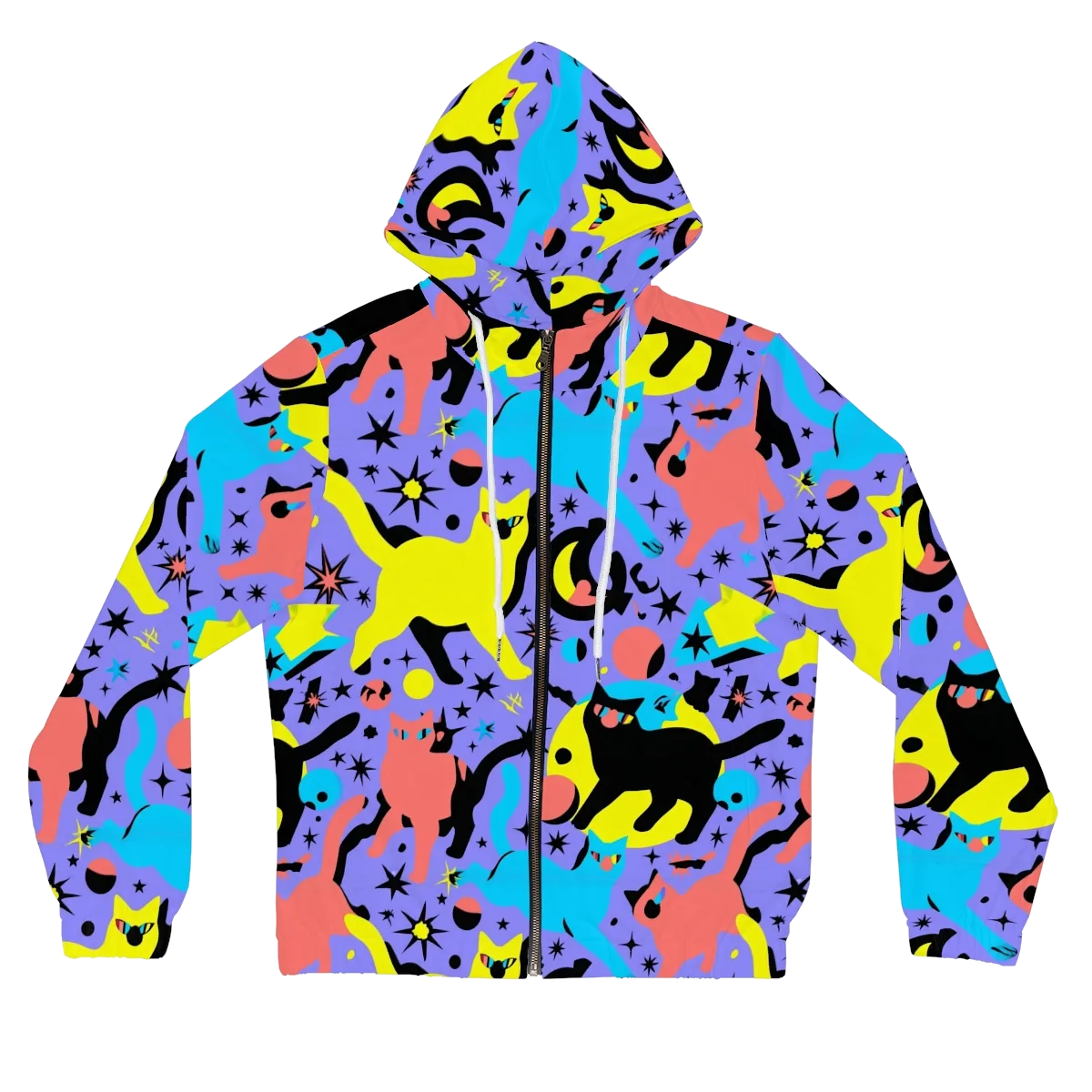 Lunar Meowdown on Women's Full-Zip Hoodie — Front