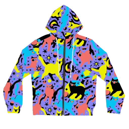 Lunar Meowdown on a Women's Full-Zip Hoodie