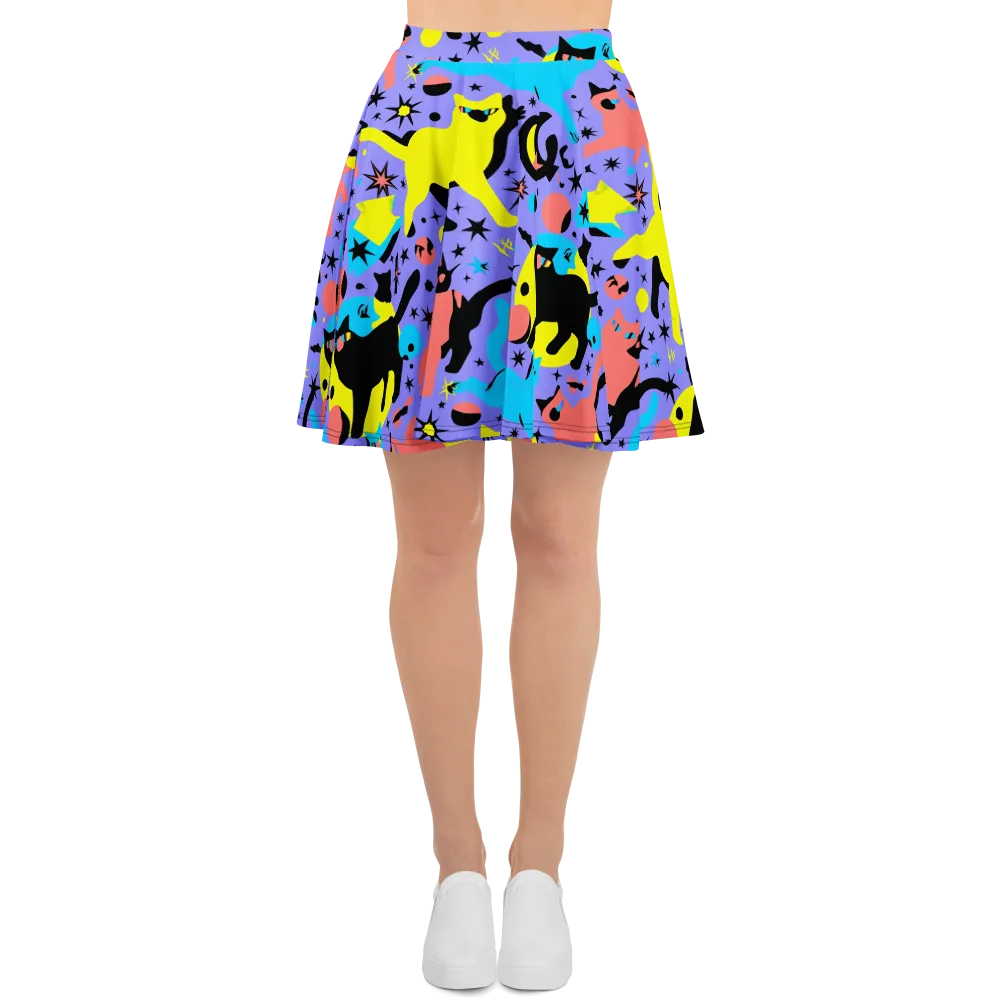 Lunar Meowdown on Skater Skirt — Front
