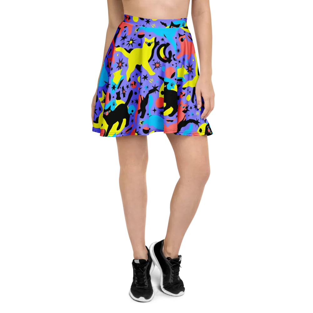 Lunar Meowdown on Skater Skirt — Front