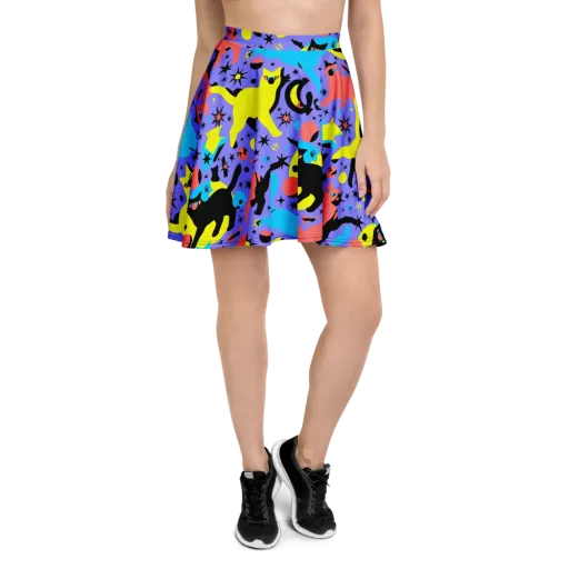 Lunar Meowdown on a Skater Skirt
