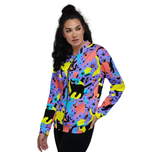 Lunar Meowdown on a Bomber Jacket