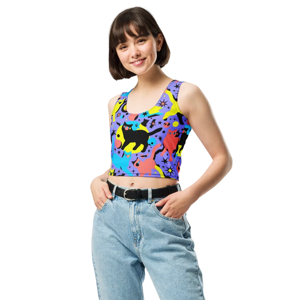 Lunar Meowdown on Crop Top — Front