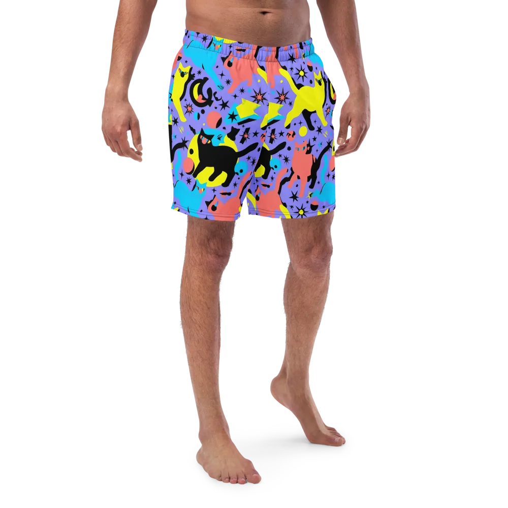 Lunar Meowdown on Swim Trunks — Front