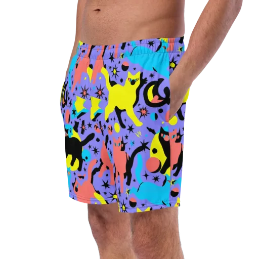 Lunar Meowdown on a Swim Trunks
