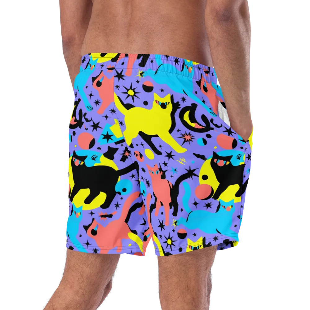 Lunar Meowdown on Swim Trunks — Right Back