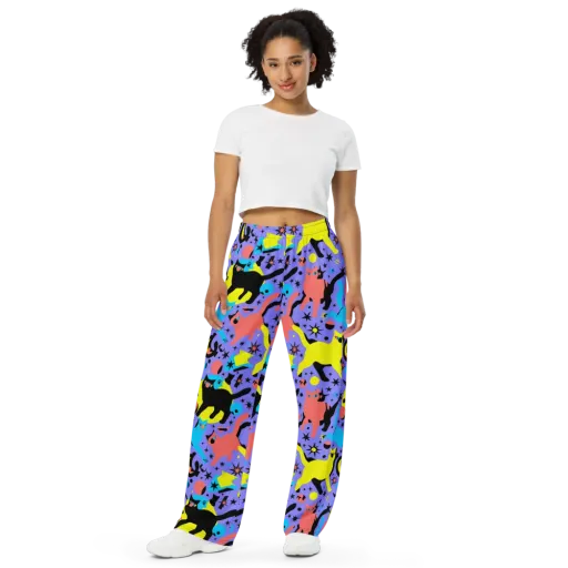 Lunar Meowdown on a Wide-Leg Pants