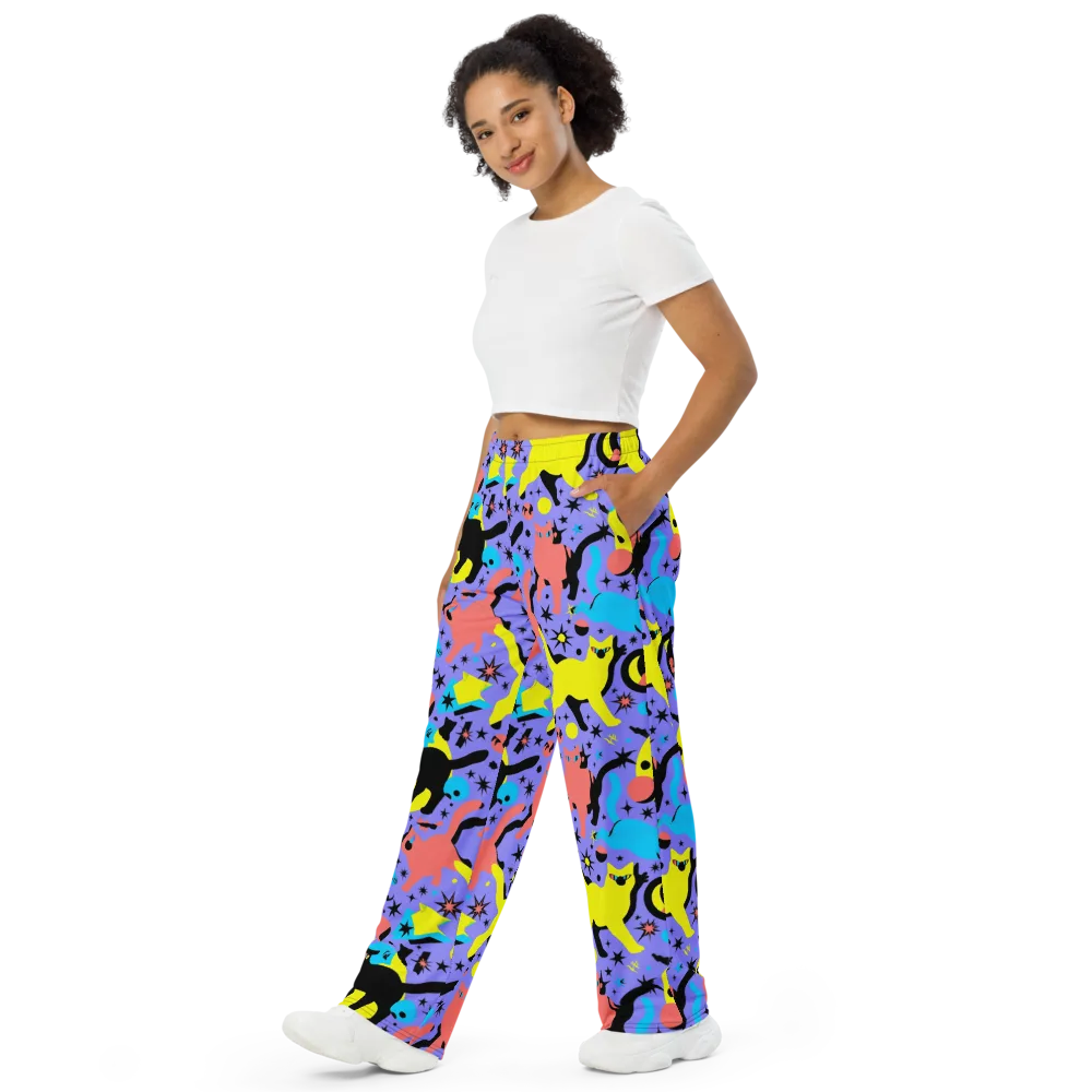 Lunar Meowdown on Wide-Leg Pants — Left Front