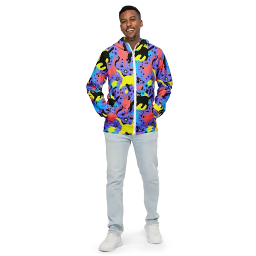 Lunar Meowdown on a Men's Windbreaker