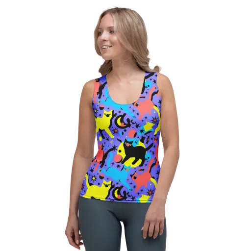 Lunar Meowdown on a Women's Tank Top