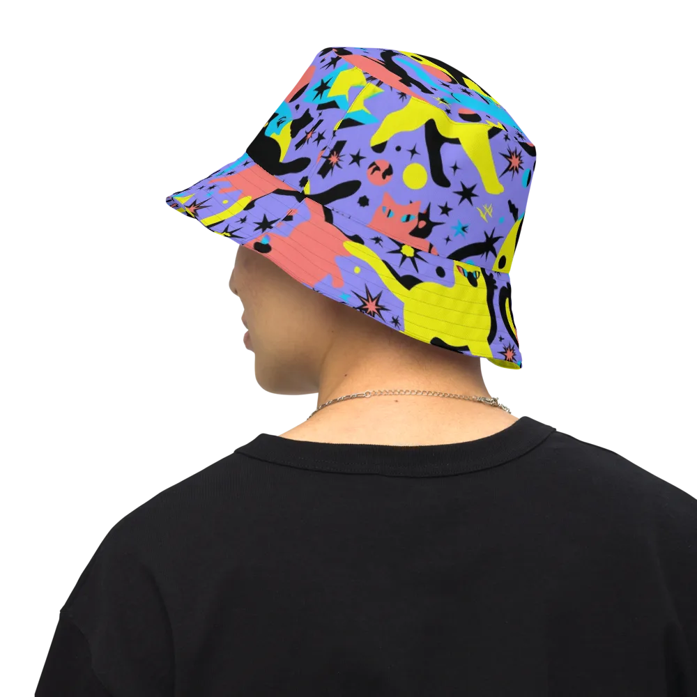 Lunar Meowdown on Reversible Bucket Hat — Back Inside