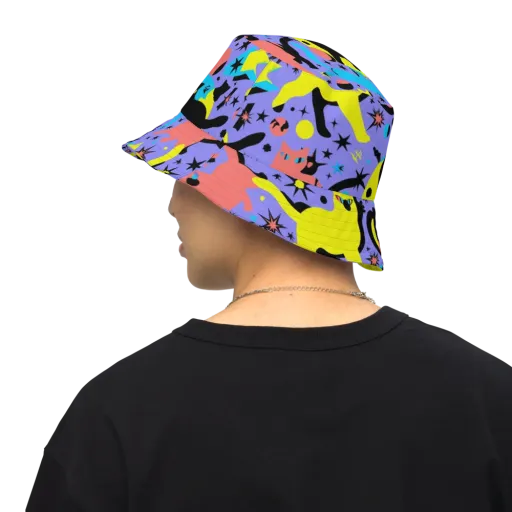 Lunar Meowdown on a Reversible Bucket Hat