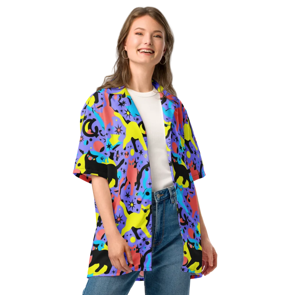 Lunar Meowdown on Button Shirt — Front