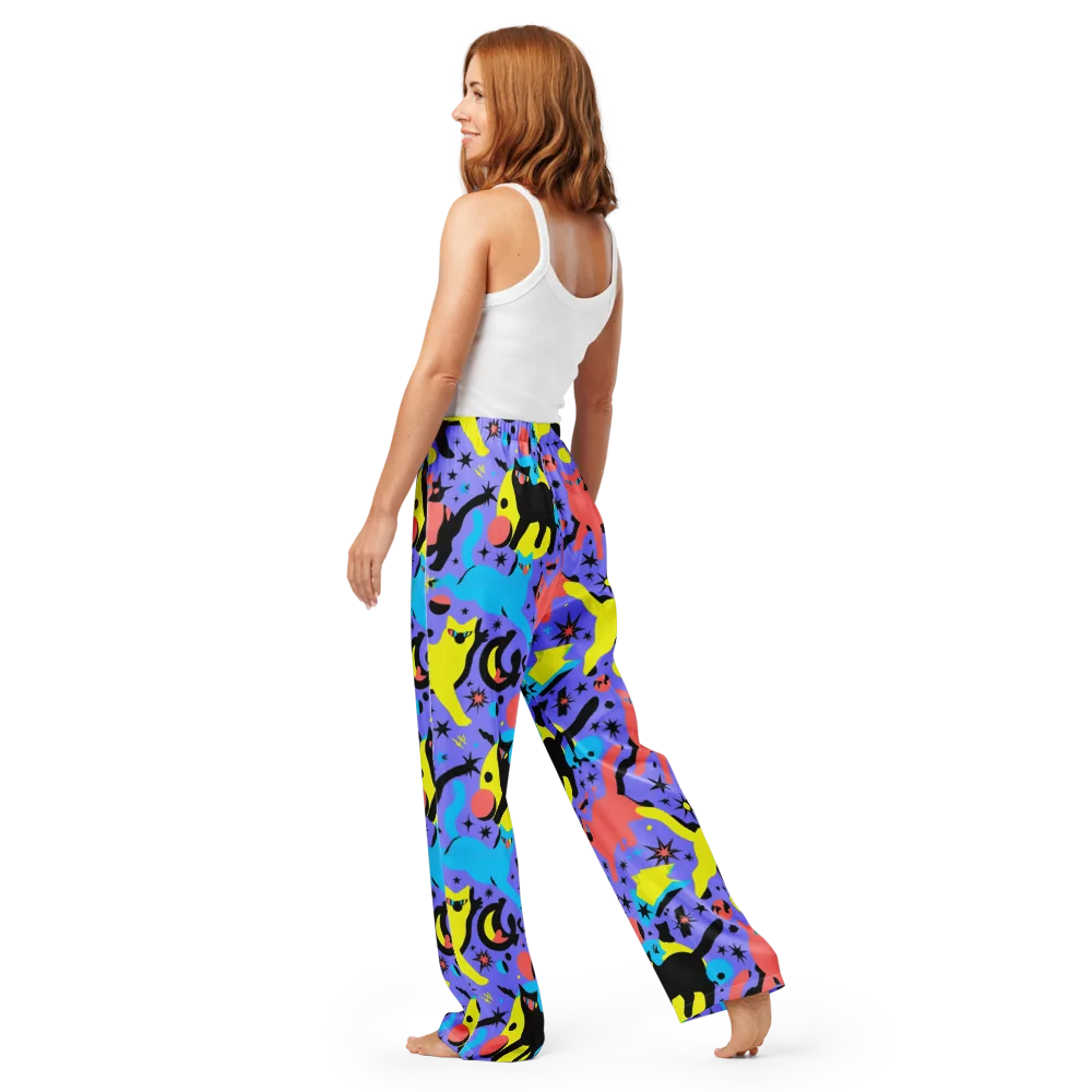 Lunar Meowdown on Women's Pajama Pants — Back