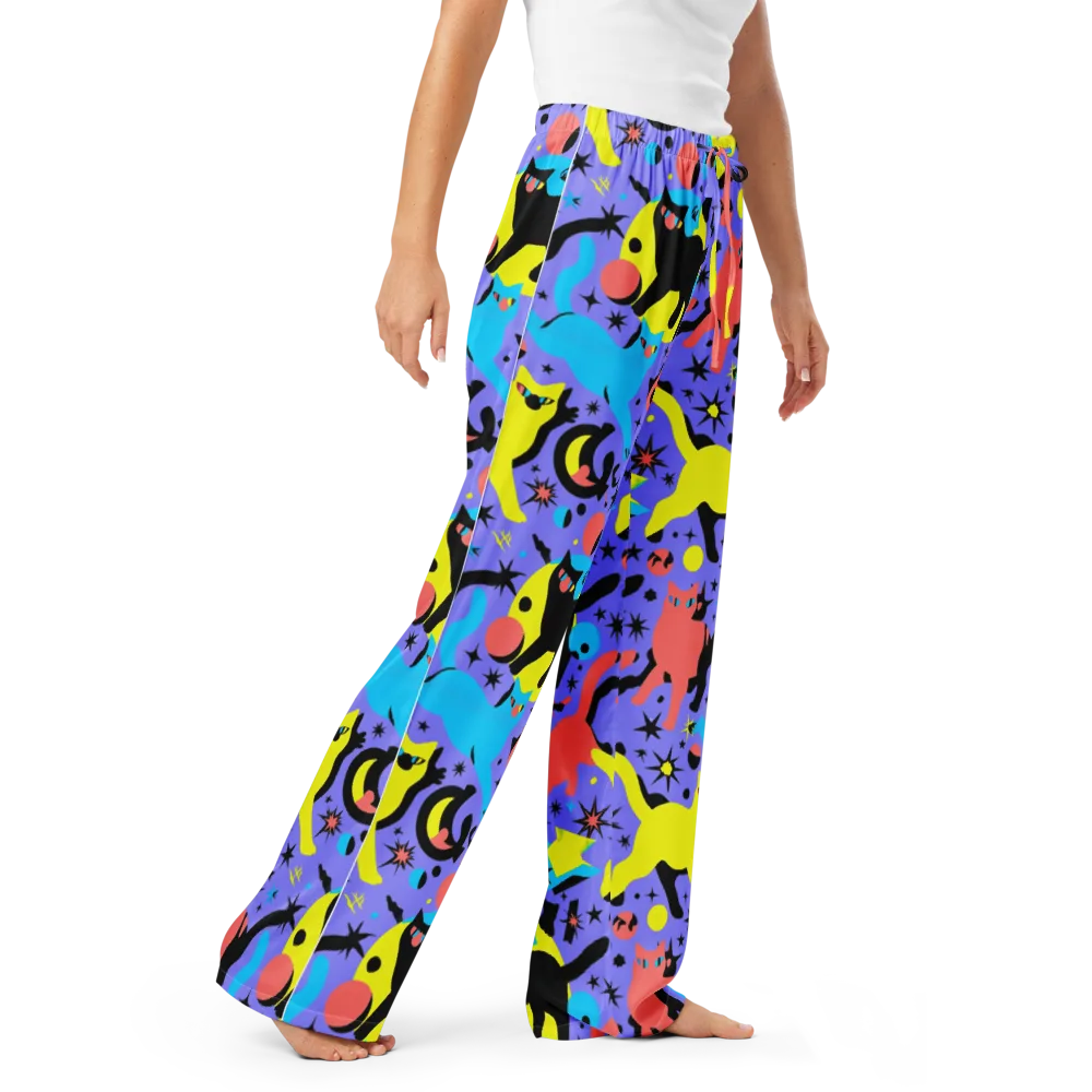 Lunar Meowdown on Women's Pajama Pants — Right Front
