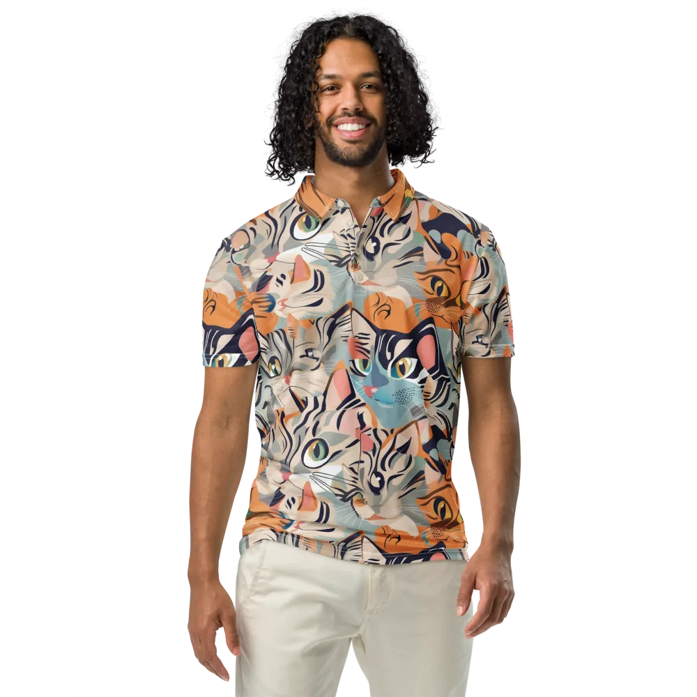 Calico Kaleidoscope on Men's Slim Fit Polo Shirt — Front