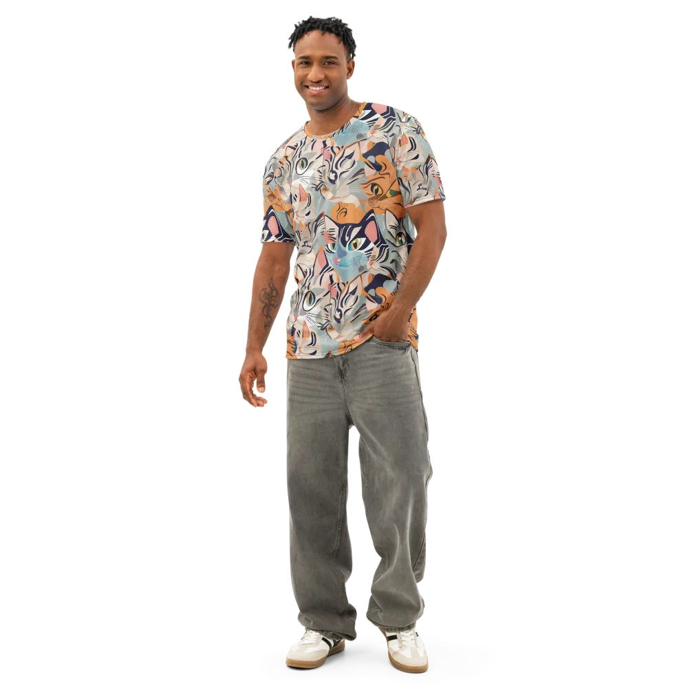 Calico Kaleidoscope on Men's Cotton Crew Neck T-Shirt — Front