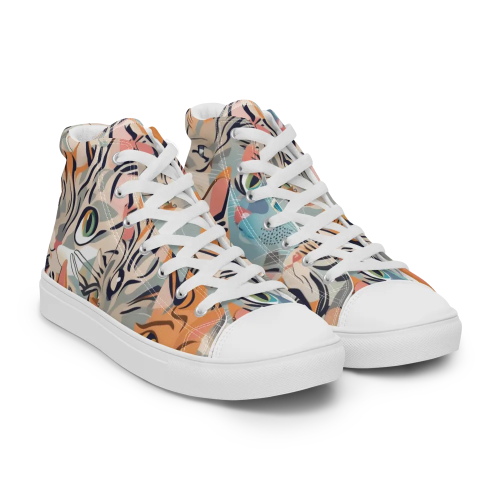 Calico Kaleidoscope on Men's High Top Canvas Shoes — Right Front