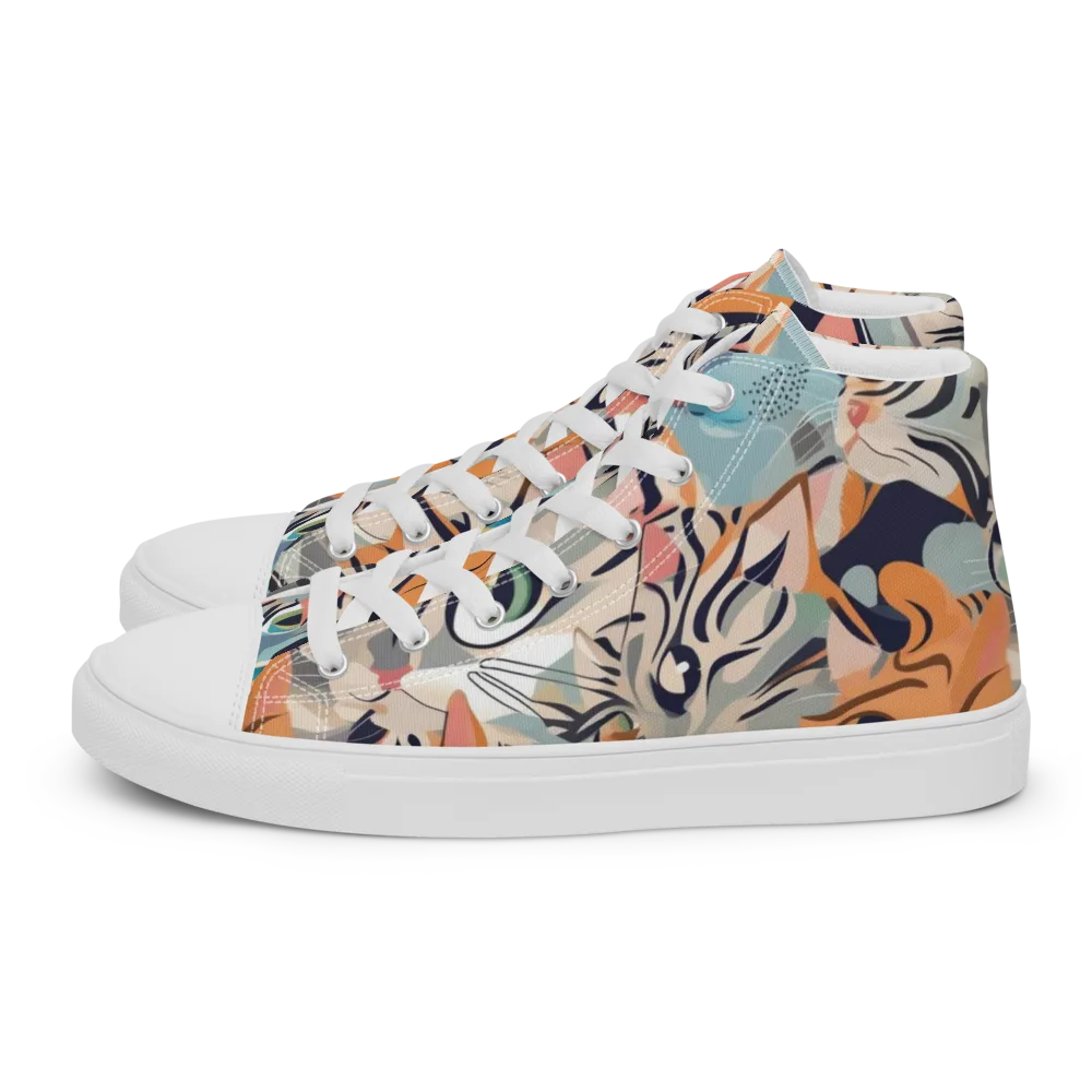 Calico Kaleidoscope on Men's High Top Canvas Shoes — Left