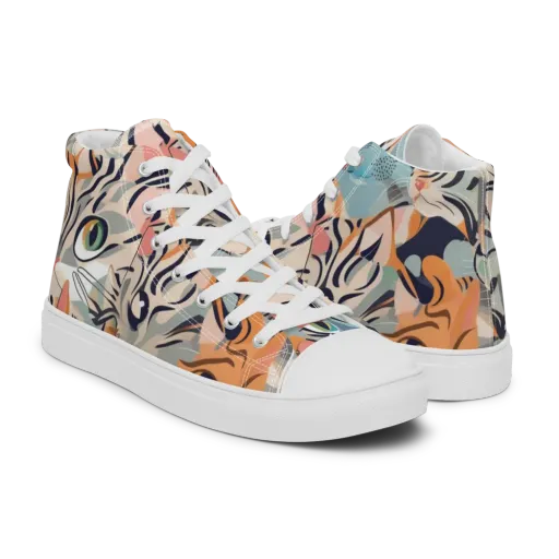 Calico Kaleidoscope on a Men's High Top Canvas Shoes