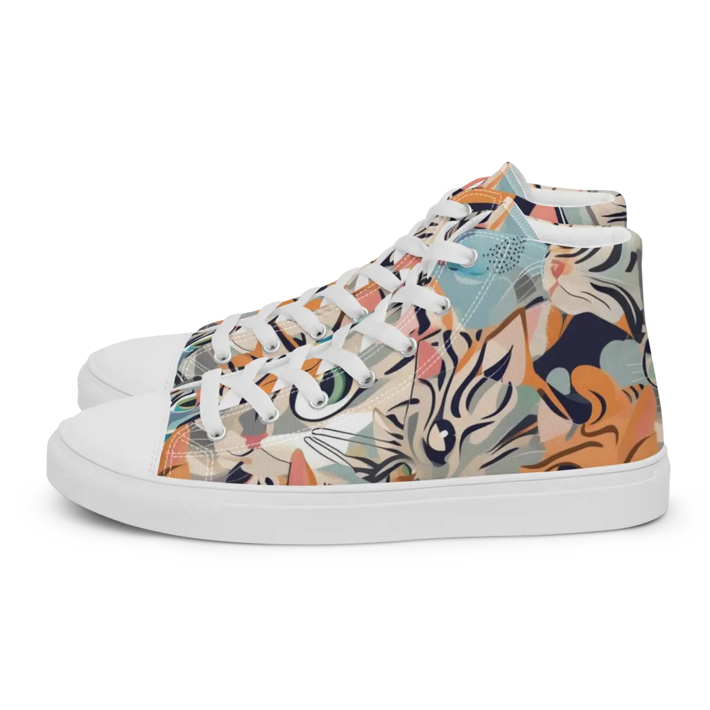 Calico Kaleidoscope on Women's High Top Canvas Shoes — Left