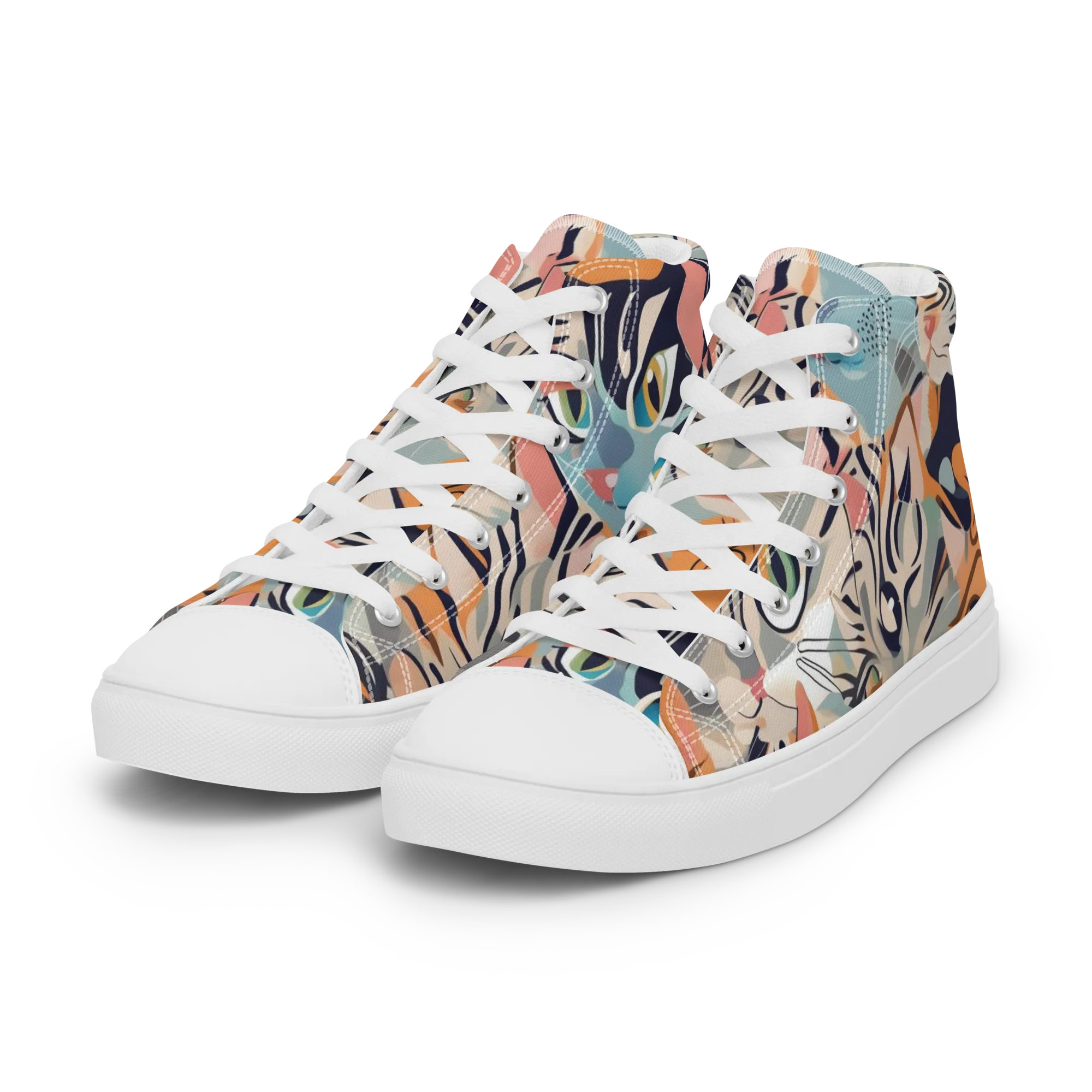 Calico Kaleidoscope on Women's High Top Canvas Shoes — Left Front