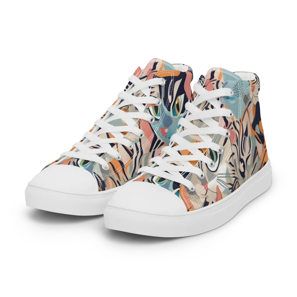 Calico Kaleidoscope on Women's High Top Canvas Shoes — Left Front