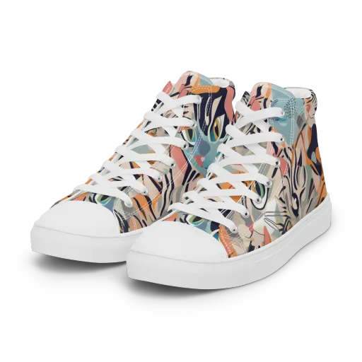 Calico Kaleidoscope on a Women's High Top Canvas Shoes