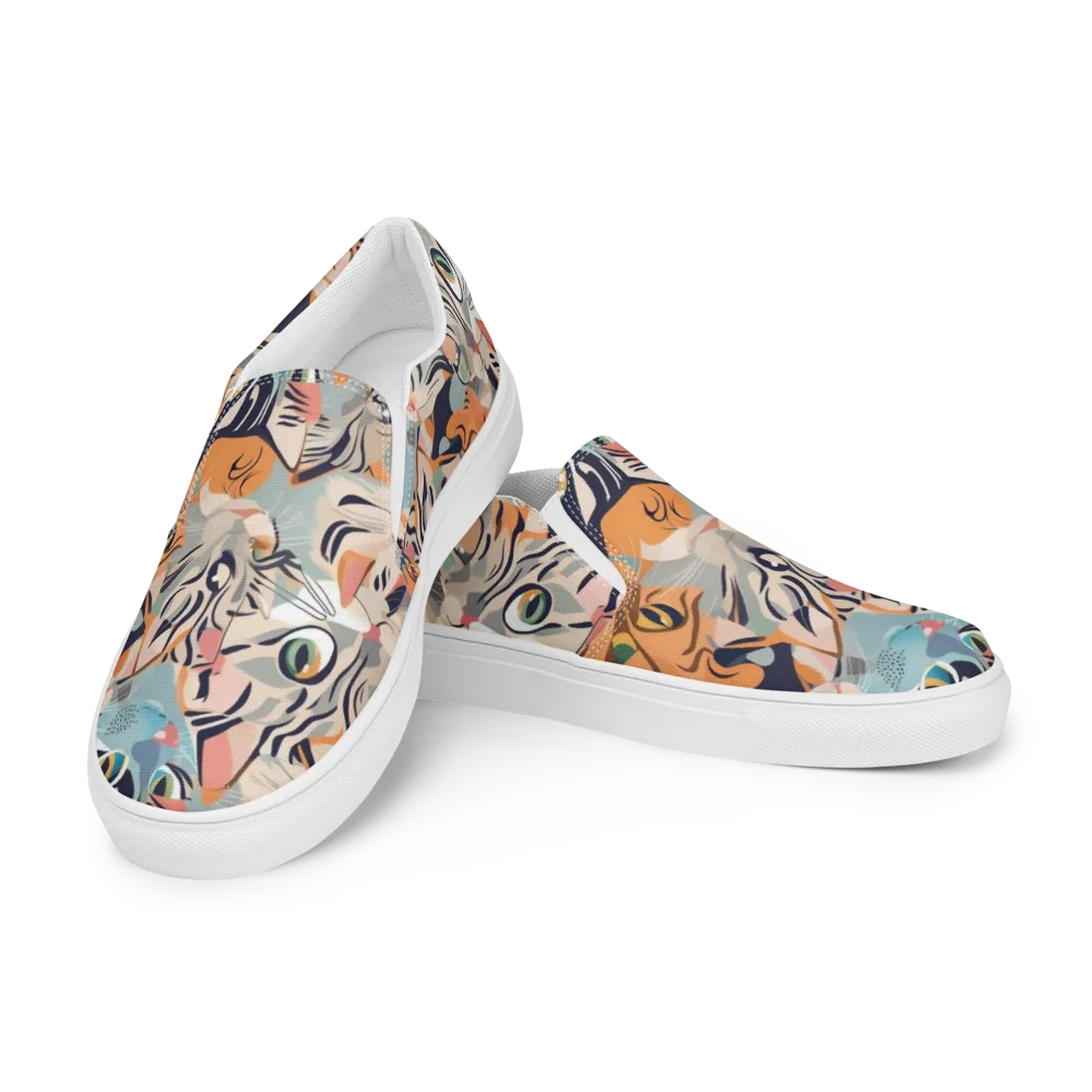 Calico Kaleidoscope on Men's Slip-On Canvas Shoes — Left Front
