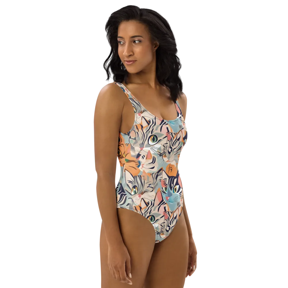 Calico Kaleidoscope on One-Piece Swimsuit — Right