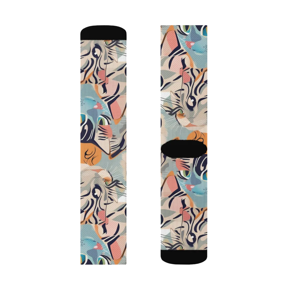 Calico Kaleidoscope on Socks — Left Sock