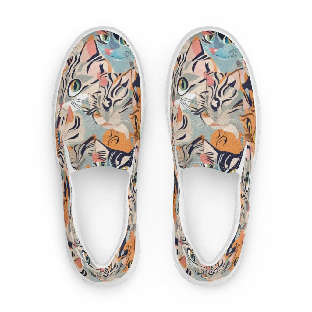 Calico Kaleidoscope on Women's Slip-On Canvas Shoes — Front