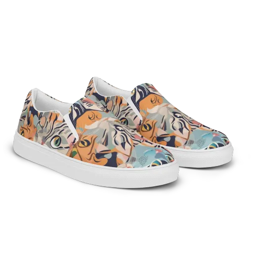 Calico Kaleidoscope on a Women's Slip-On Canvas Shoes