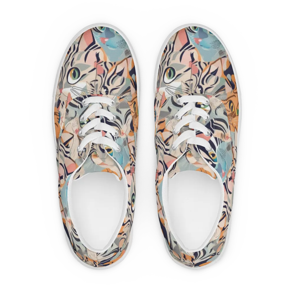 Calico Kaleidoscope on Men's Lace-Up Canvas Shoes — Front
