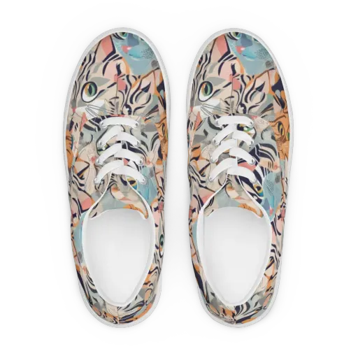 Calico Kaleidoscope on a Men's Lace-Up Canvas Shoes