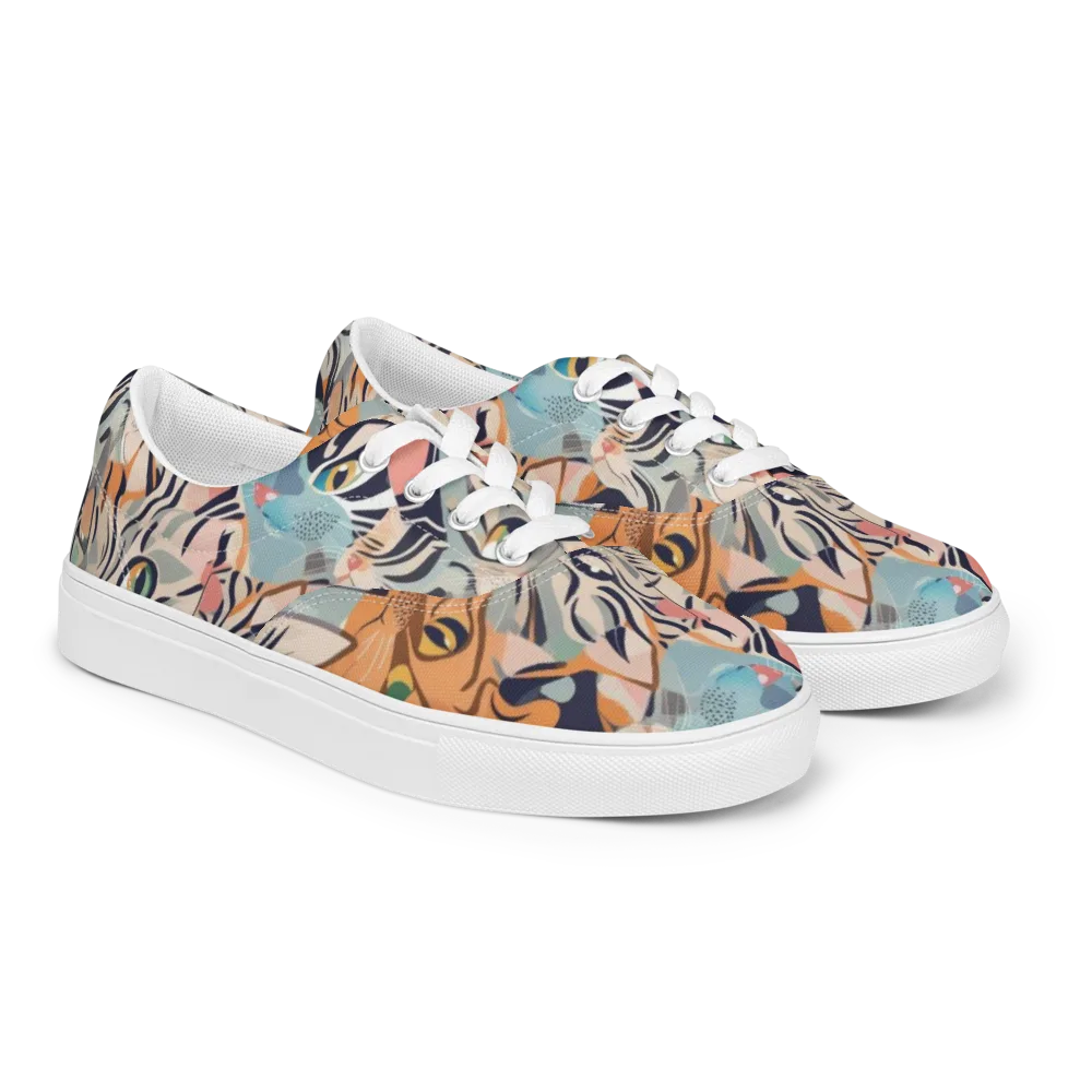 Calico Kaleidoscope on Men's Lace-Up Canvas Shoes — Right Front