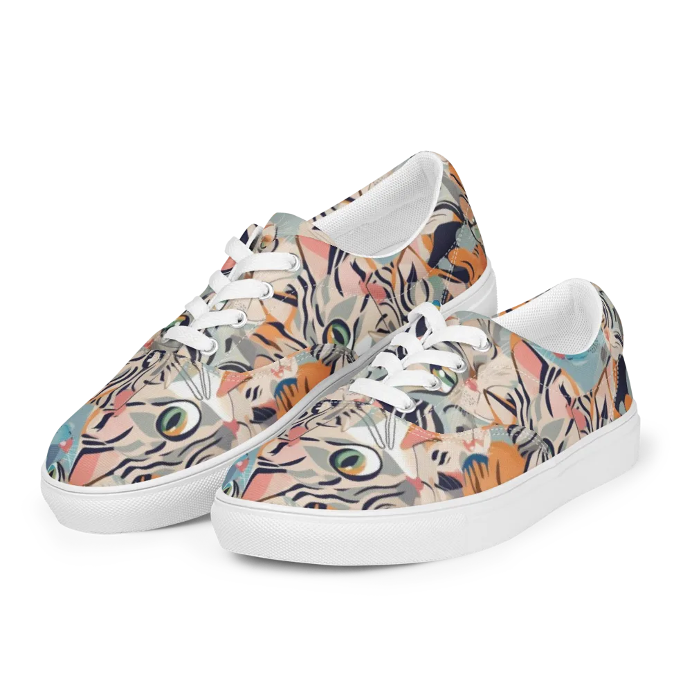 Calico Kaleidoscope on Men's Lace-Up Canvas Shoes — Left Front