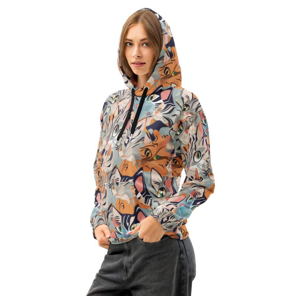 Calico Kaleidoscope on Cotton Hoodie — Left Front