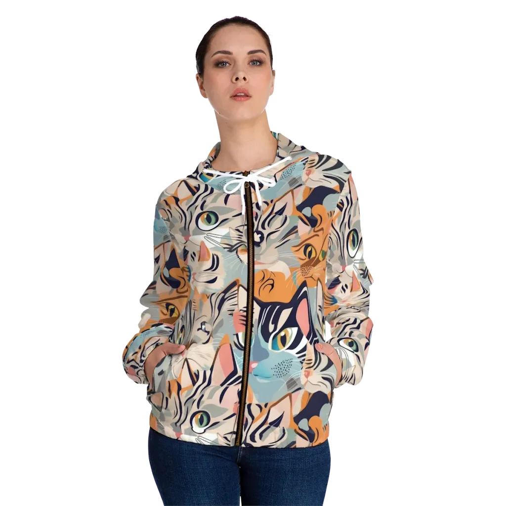 Calico Kaleidoscope on Women's Full-Zip Hoodie — Front On Person